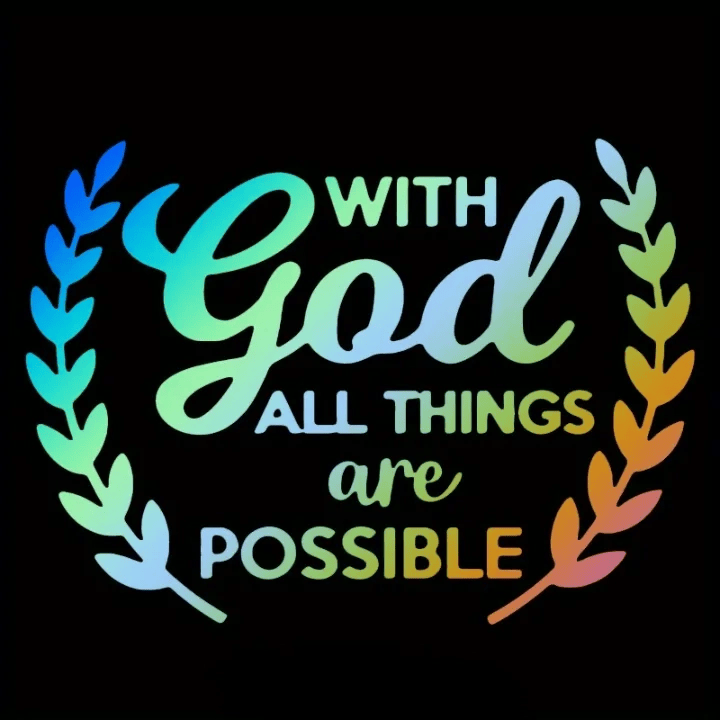 Christianartworkshop Autocollant vinyle pour voiture « Avec Dieu, tout est possible » - Message encourageant et rappel quotidien - Multicolore - Lot de 10 - image 0