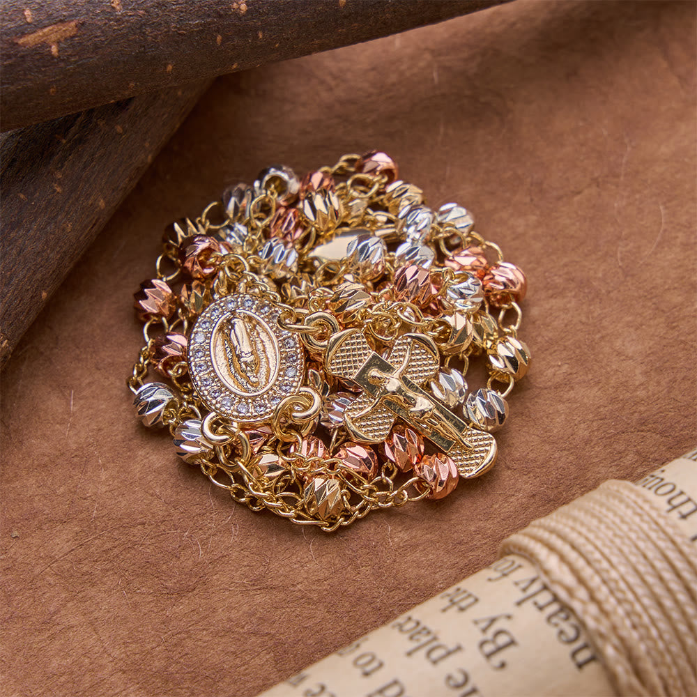 Christianartworkshop Chapelet poli multicolore avec pendentif crucifix : emblème de la grâce céleste éternelle - image 1