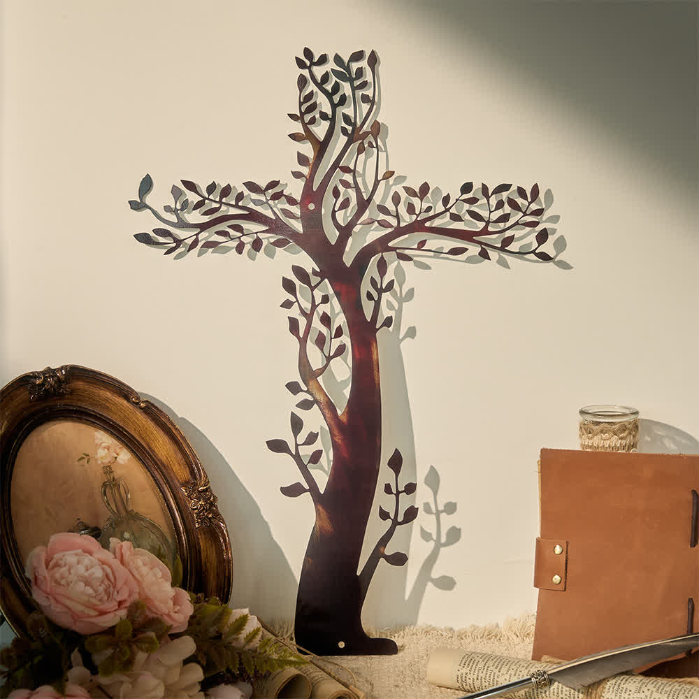 Christianartworkshop Croix fleurie en métal (4 styles) : Croissance et grâce dans chaque branche - C - 19,69''*17,78''/50*35cm - image 4
