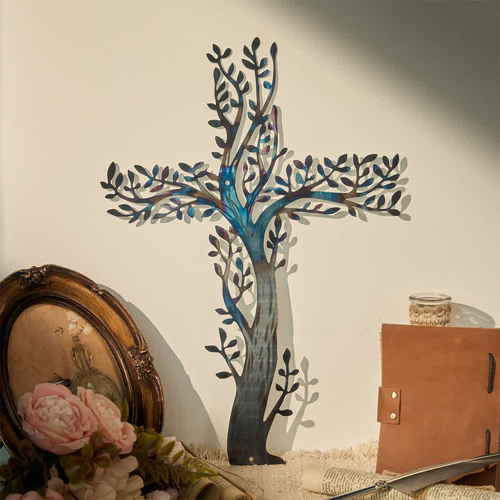 Christianartworkshop Croix fleurie en métal (4 styles) : Croissance et grâce dans chaque branche - B - 19,69''*17,78''/50*35cm - image 2