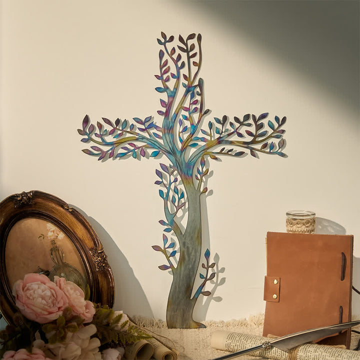 Christianartworkshop Croix fleurie en métal (4 styles) : Croissance et grâce dans chaque branche - UN - 19,69''*17,78''/50*35cm - image 0