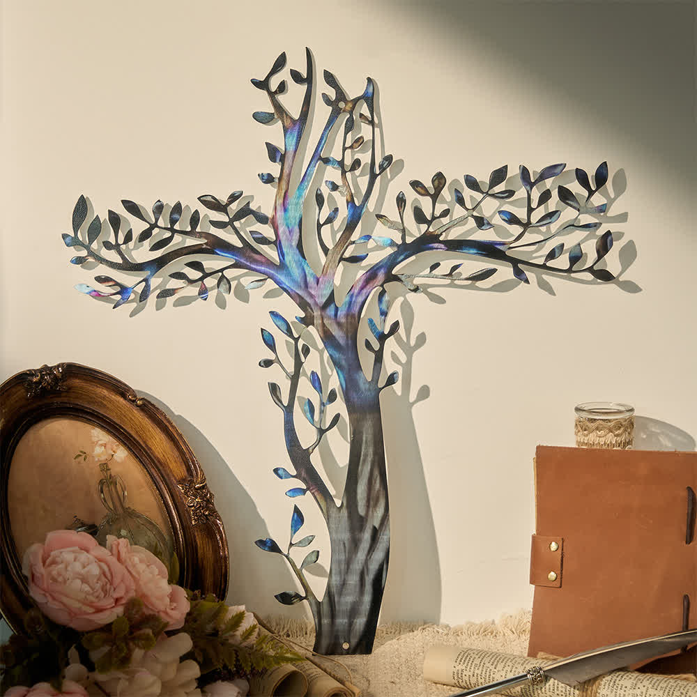 Christianartworkshop Croix fleurie en métal (4 styles) : Croissance et grâce dans chaque branche - D - 19,69''*17,78''/50*35cm - image 6