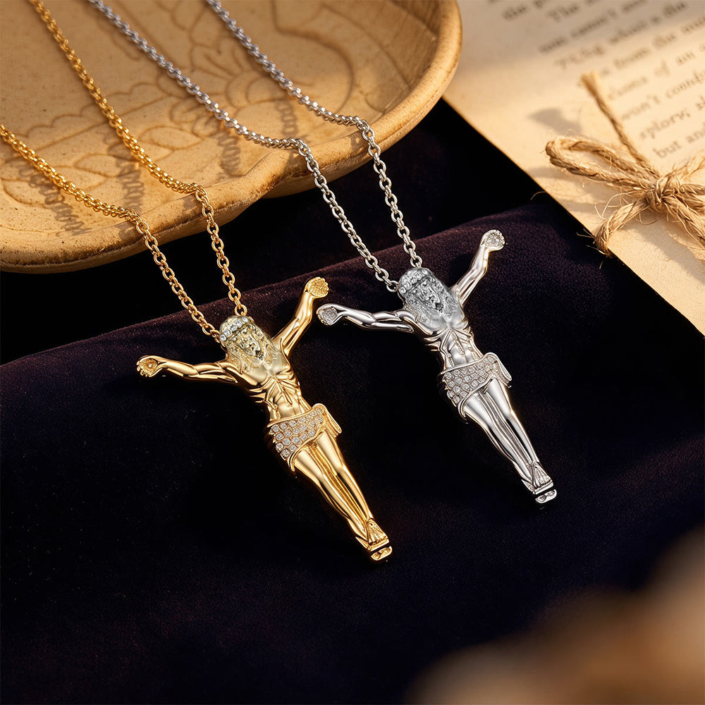 Christianartworkshop Collier avec croix de Jésus scintillante : symbole de douce protection céleste - image 1
