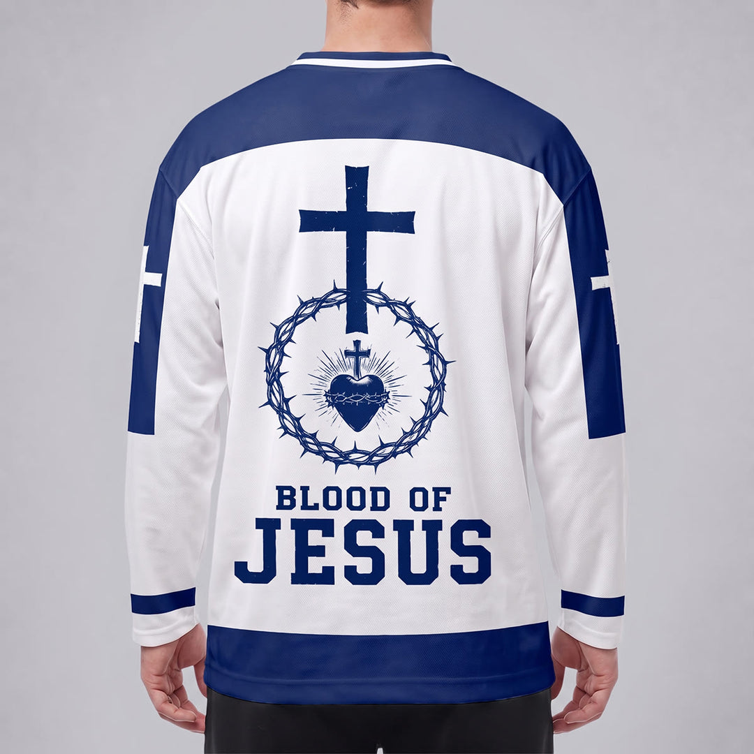 Maillot de hockey à manches longues Christianartworkshop Sang de Jésus Sacré-Cœur  - image 4