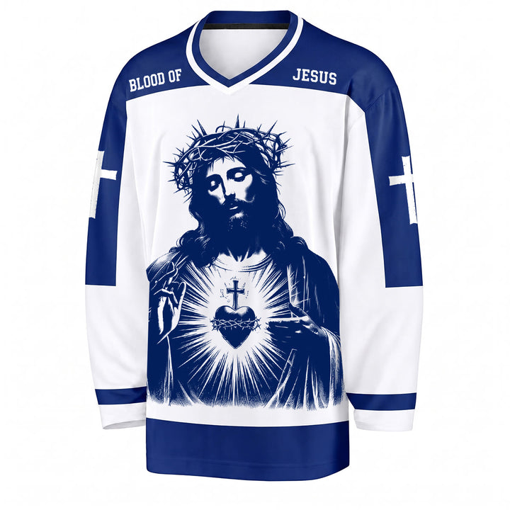 Maillot de hockey à manches longues Christianartworkshop Sang de Jésus Sacré-Cœur  - image 5