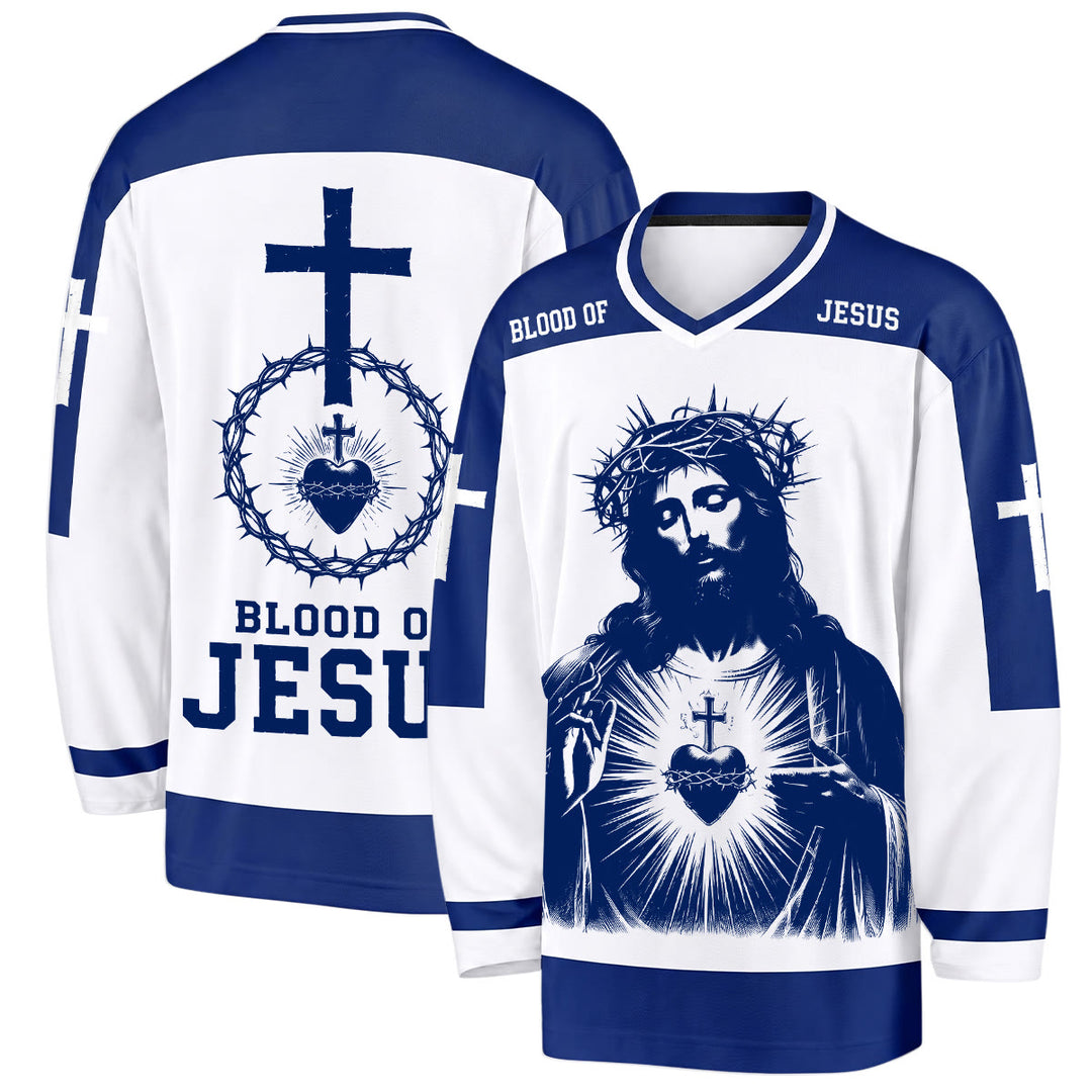 Maillot de hockey à manches longues Christianartworkshop Sang de Jésus Sacré-Cœur  - 5XL - image 0