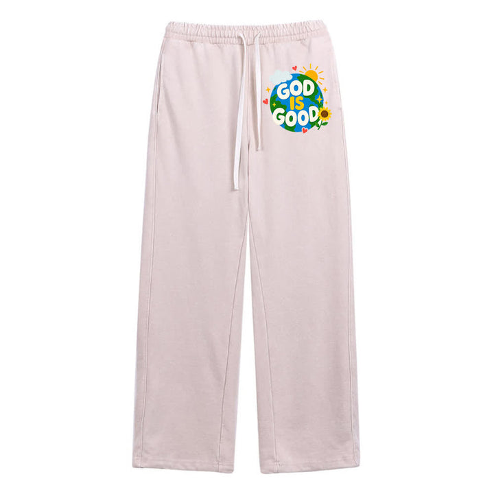 Christianartworkshop - Pantalon de survêtement délavé avec inscription « Dieu est bon » et tournesol - Beige - 2XL - image 14