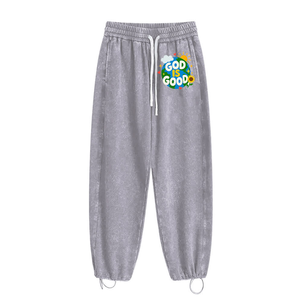 Christianartworkshop - Pantalon de survêtement délavé avec inscription « Dieu est bon » et tournesol - image 10
