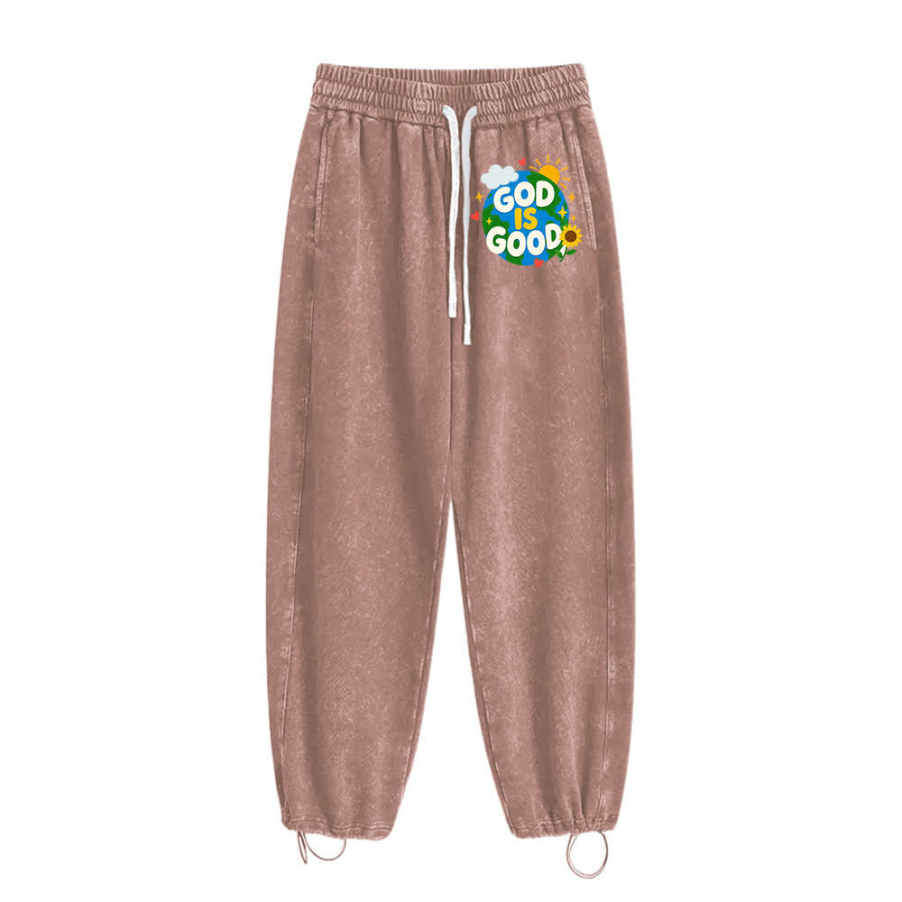 Christianartworkshop - Pantalon de survêtement délavé avec inscription « Dieu est bon » et tournesol - image 13