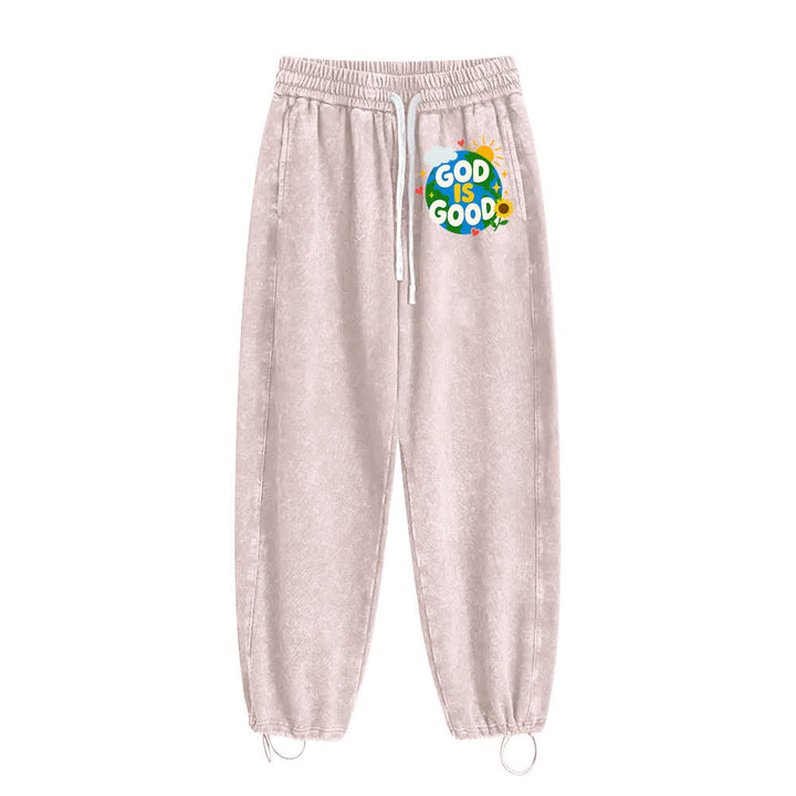 Christianartworkshop - Pantalon de survêtement délavé avec inscription « Dieu est bon » et tournesol - image 16
