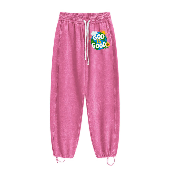 Christianartworkshop - Pantalon de survêtement délavé avec inscription « Dieu est bon » et tournesol - image 19
