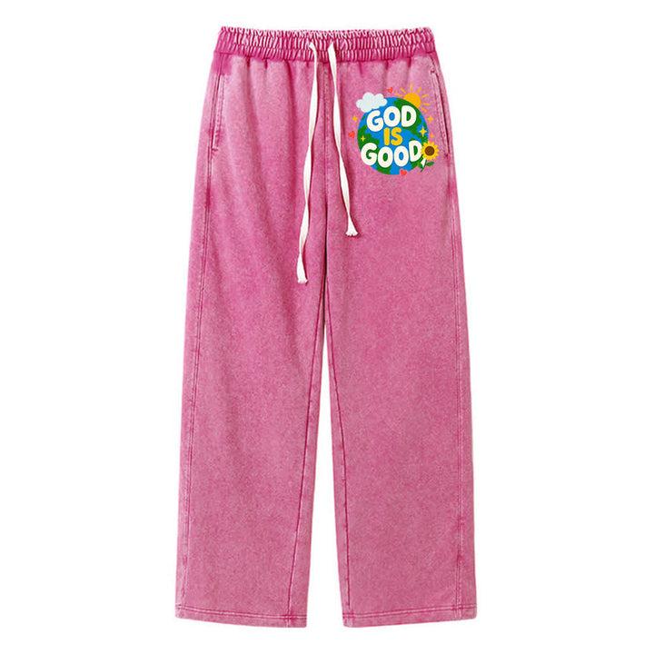 Christianartworkshop - Pantalon de survêtement délavé avec inscription « Dieu est bon » et tournesol - Rose - 2XL - image 17