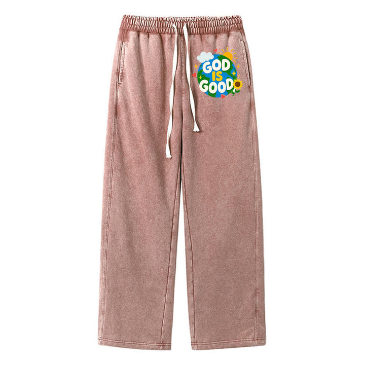 Christianartworkshop - Pantalon de survêtement délavé avec inscription « Dieu est bon » et tournesol - Brun - 2XL - image 11
