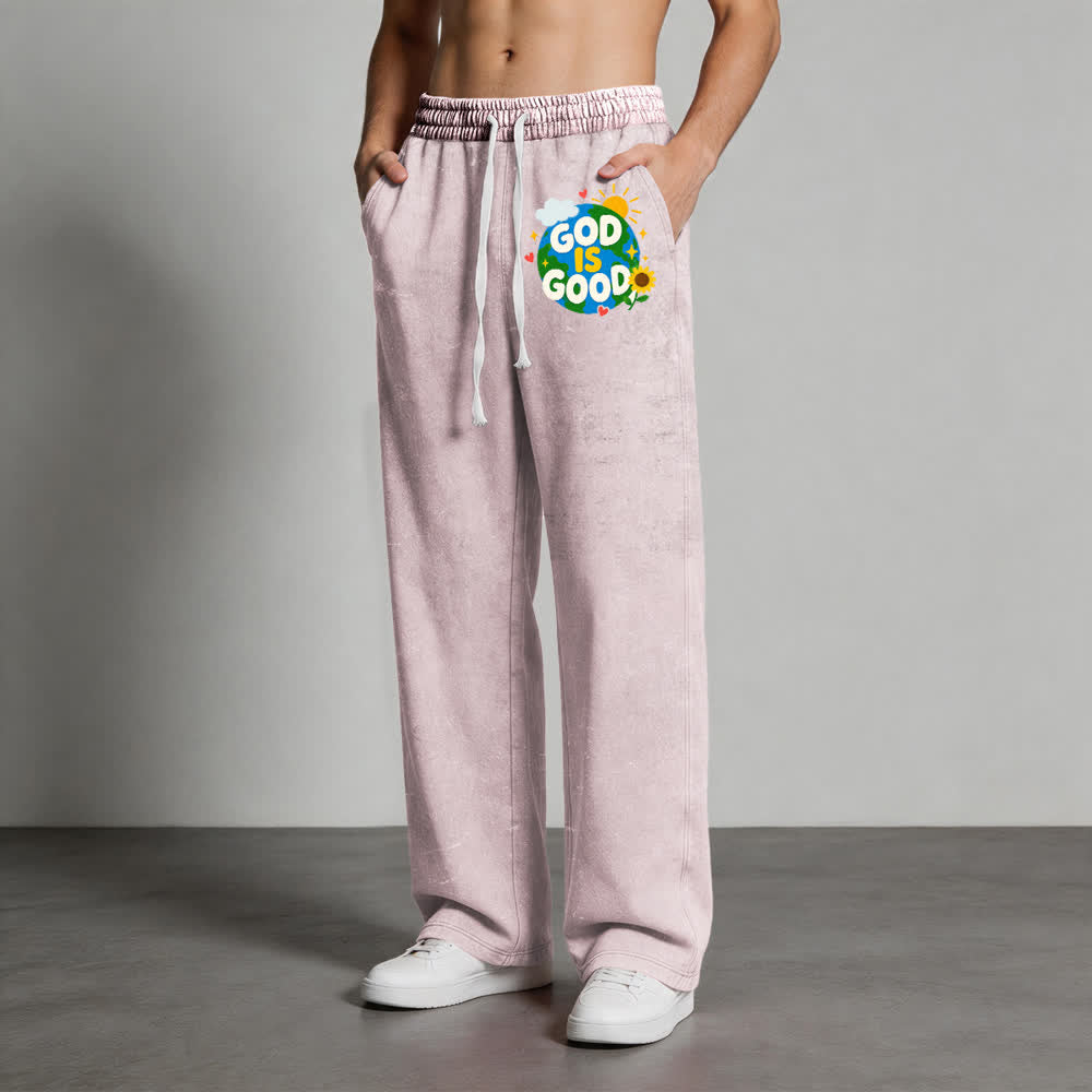 Christianartworkshop - Pantalon de survêtement délavé avec inscription « Dieu est bon » et tournesol - image 15