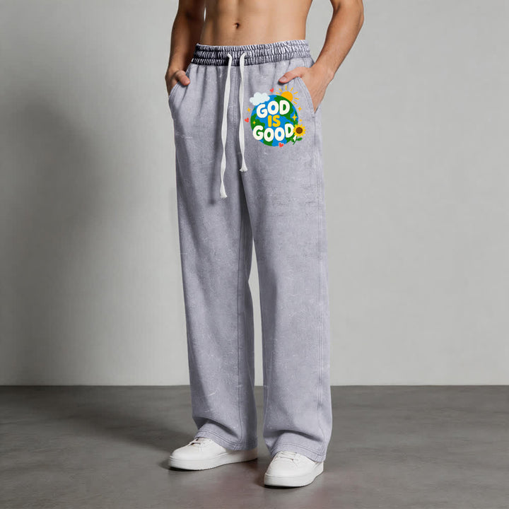 Christianartworkshop - Pantalon de survêtement délavé avec inscription « Dieu est bon » et tournesol - image 9