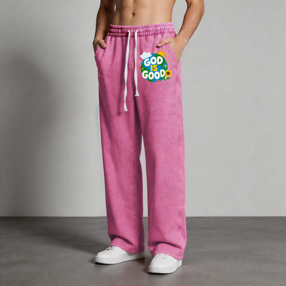 Christianartworkshop - Pantalon de survêtement délavé avec inscription « Dieu est bon » et tournesol - image 18