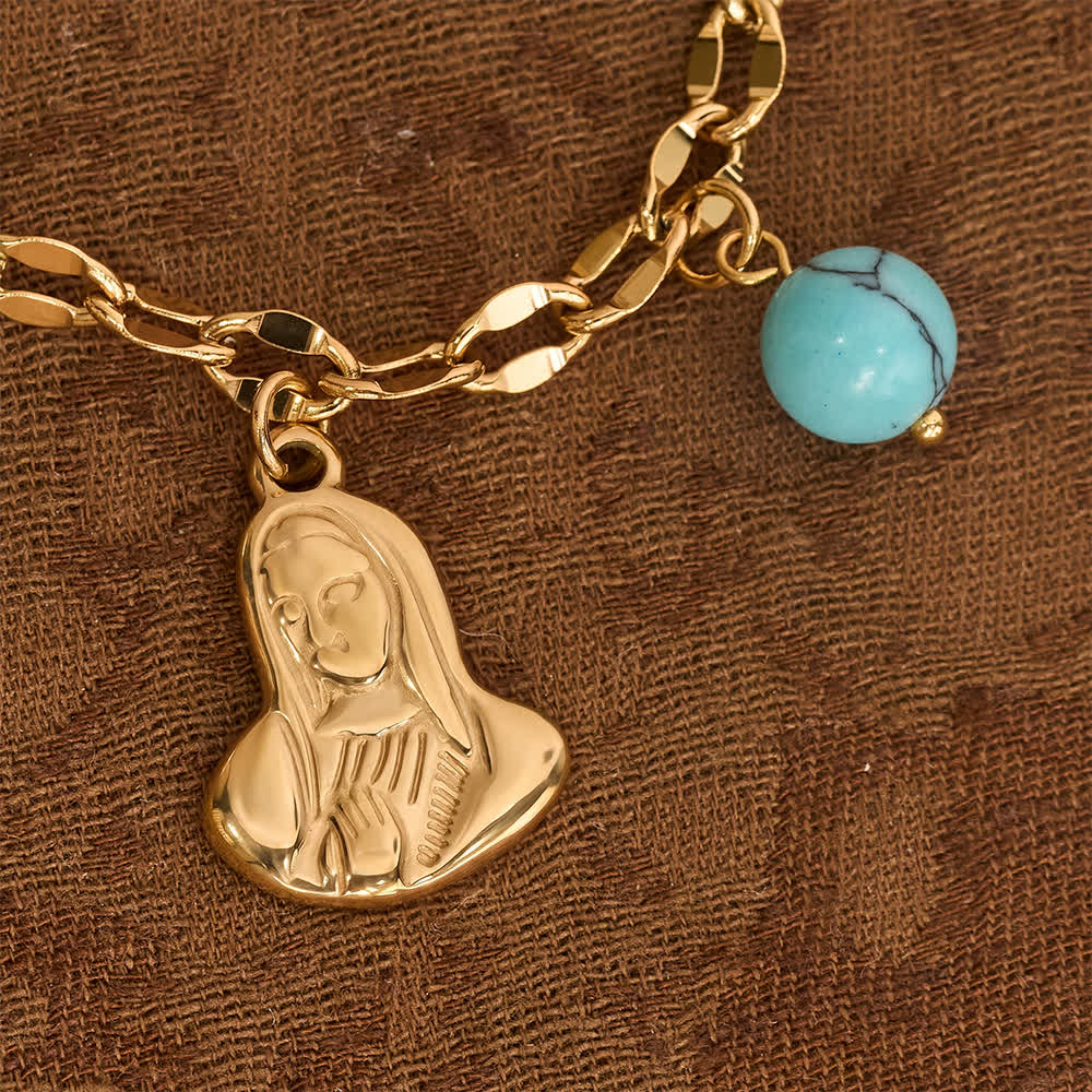 Christianartworkshop Collier à plusieurs breloques avec croix crucifix, emblème de Notre-Dame et de douce consolation céleste - image 5