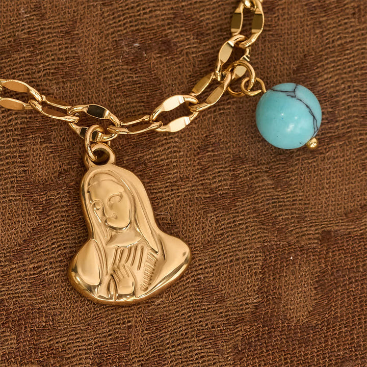 Christianartworkshop Collier à plusieurs breloques avec croix crucifix, emblème de Notre-Dame et de douce consolation céleste - image 5