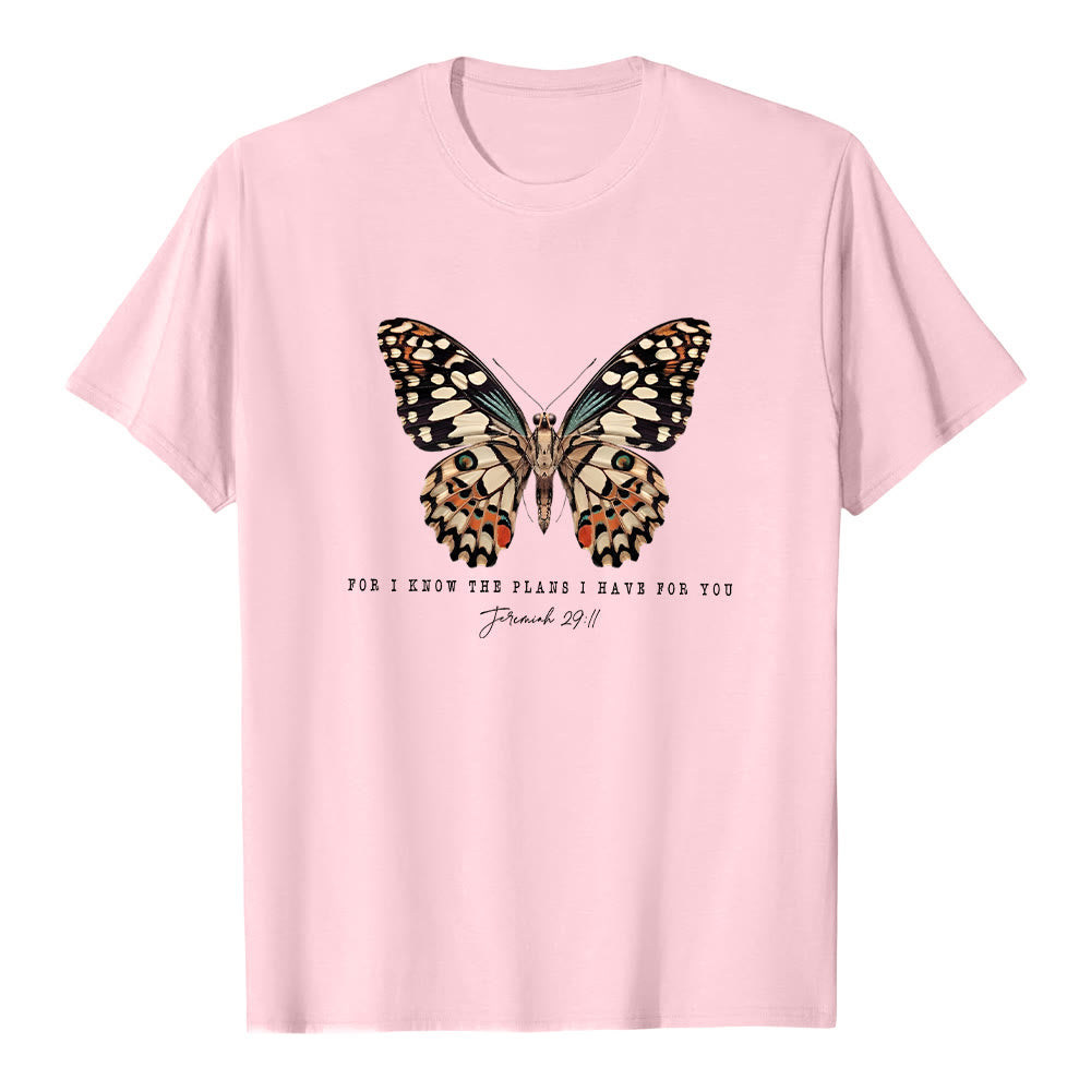 T-shirt à manches courtes Christianartworkshop style moderne avec citation papillon Jérémie 29:11 - Rose - 2XL - image 10