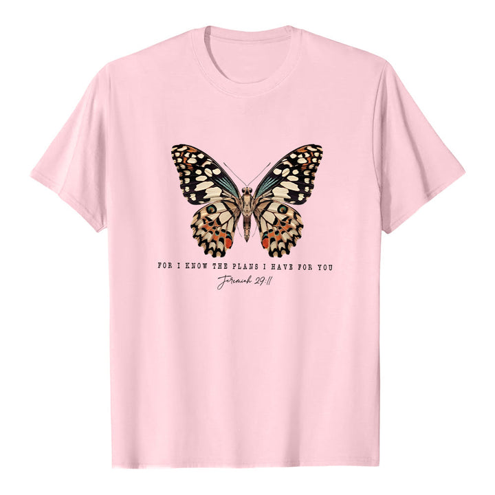 T-shirt à manches courtes Christianartworkshop style moderne avec citation papillon Jérémie 29:11 - Rose - 2XL - image 10