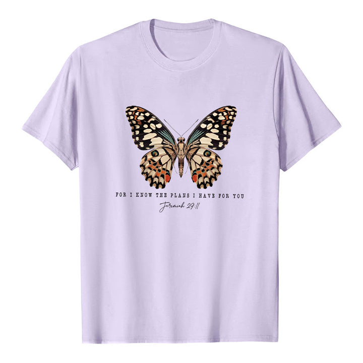 T-shirt à manches courtes Christianartworkshop style moderne avec citation papillon Jérémie 29:11 - Violet - 2XL - image 12