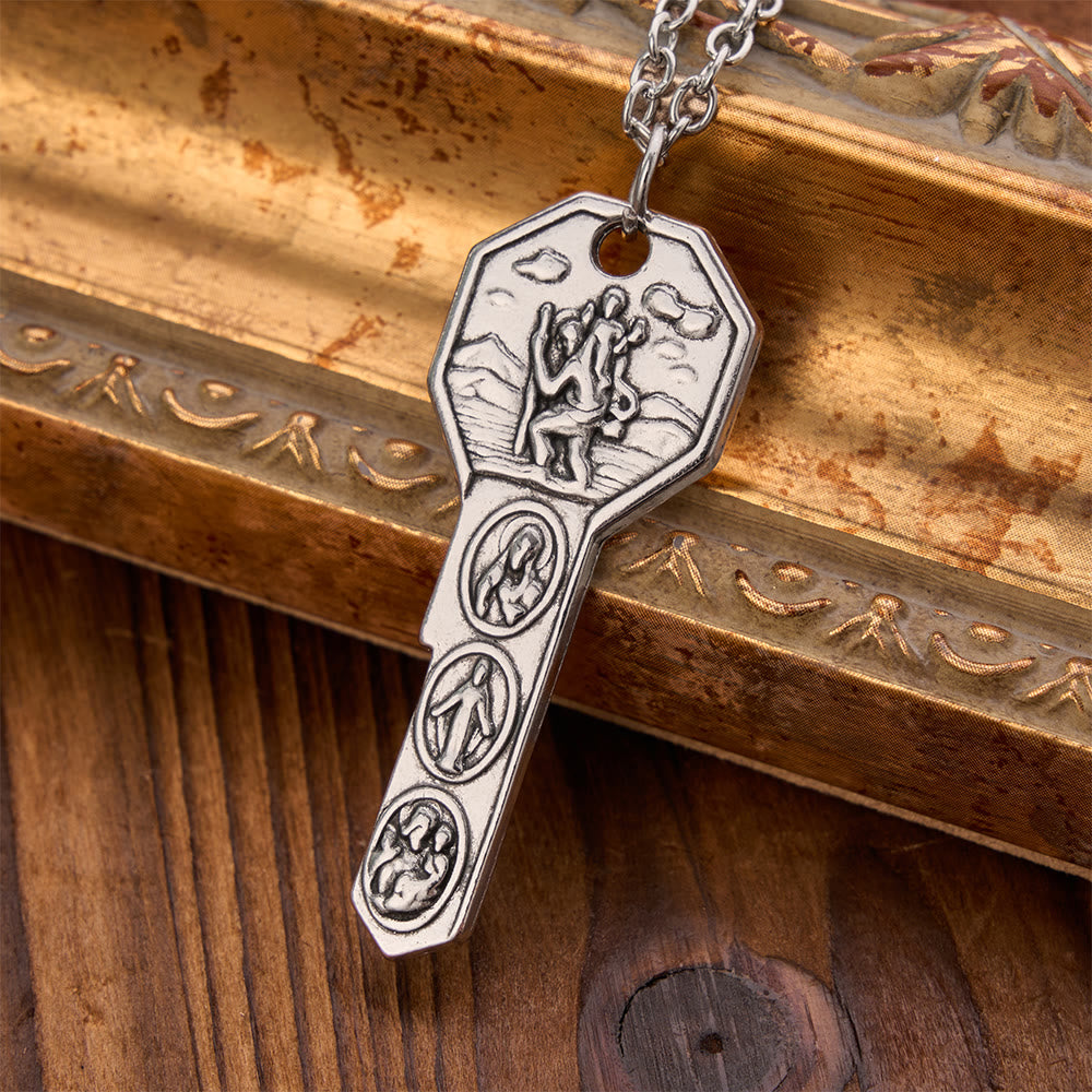 Christianartworkshop Collier clé orné d'un pendentif Saint Christophe en relief : Signe de protection divine constante - image 1
