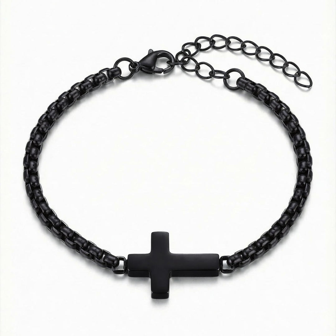 Christianartworkshop Bracelet élégant à chaîne croix polie : signe de protection céleste constante - Noir - image 5