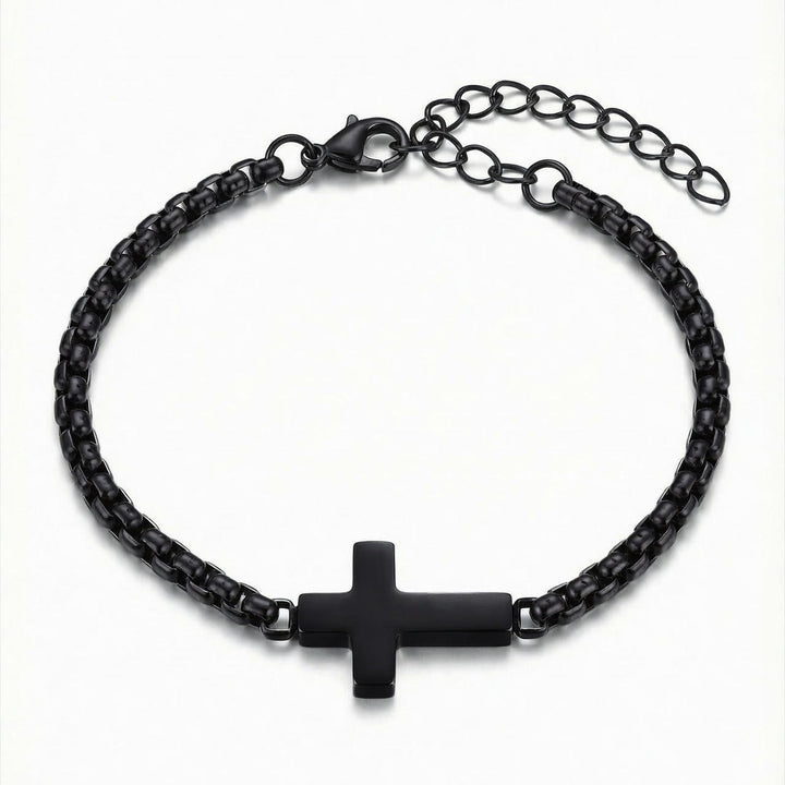 Christianartworkshop Bracelet élégant à chaîne croix polie : signe de protection céleste constante - Noir - image 5