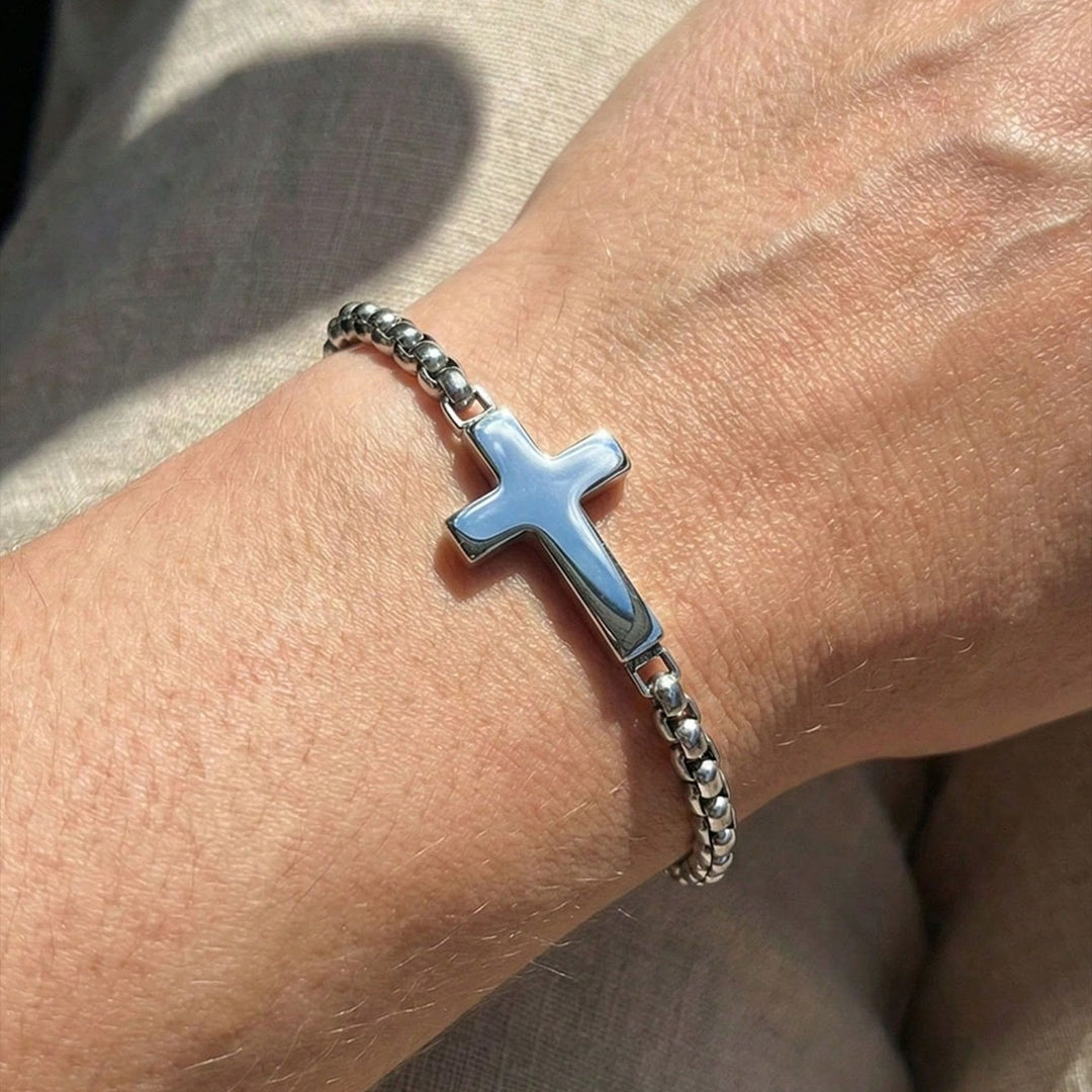 Christianartworkshop Bracelet élégant à chaîne croix polie : signe de protection céleste constante - Argent - image 0