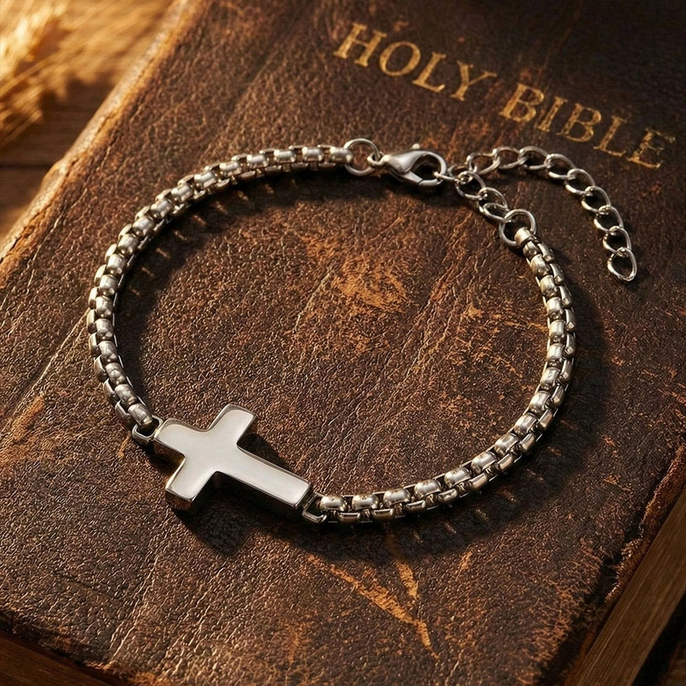 Christianartworkshop Bracelet élégant à chaîne croix polie : signe de protection céleste constante - image 1