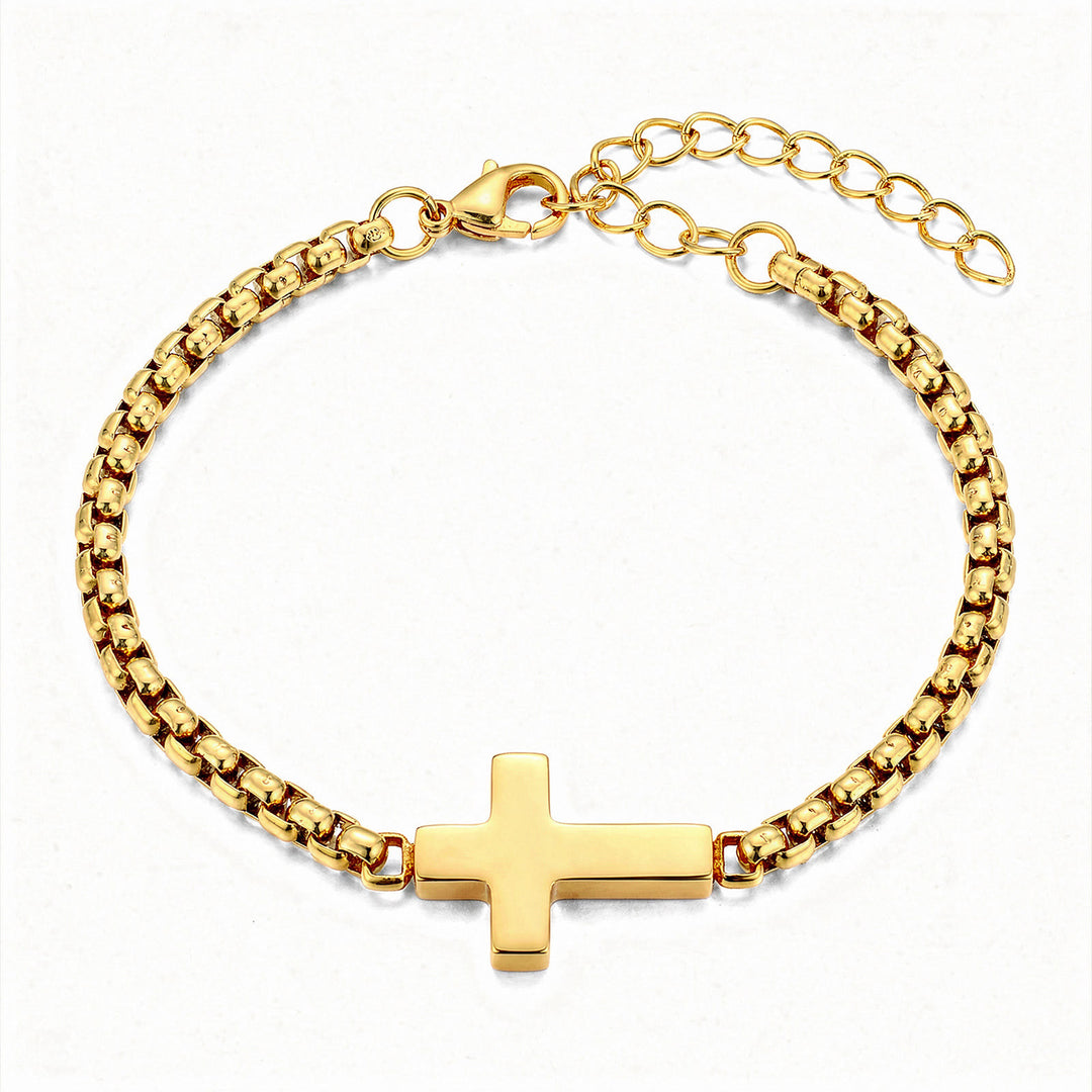 Christianartworkshop Bracelet élégant à chaîne croix polie : signe de protection céleste constante - Doré - image 4