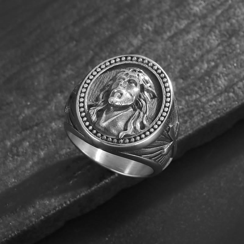 Christianartworkshop Bague à large anneau ornée du portrait de Jésus : symbole du salut céleste éternel - image 2