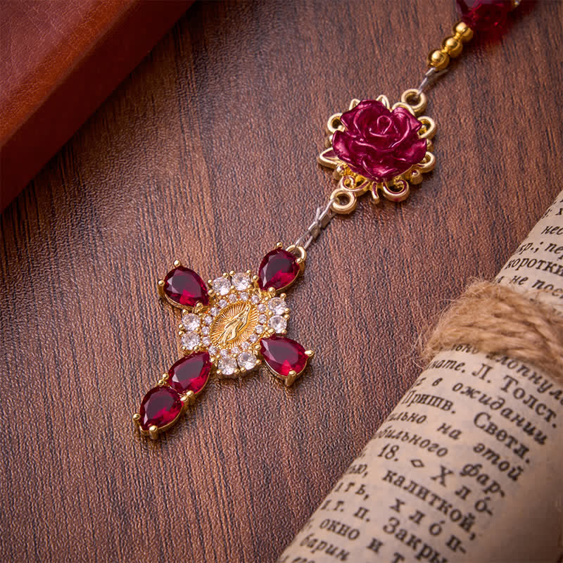 Christianartworkshop Chapelet de Saint Benoît à la rose rouge pourpre : emblème de la douce grâce céleste - image 8