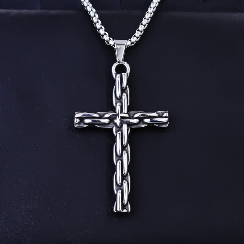 Christianartworkshop Collier croix à chaîne sculptée : symbole de calme et de paix durable - Croix - image 0