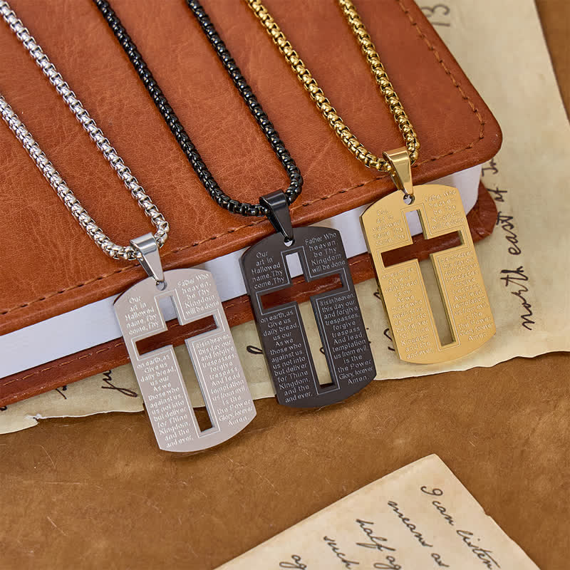 Christianartworkshop Collier pour chien avec pendentif croix ajourée et inscription biblique : symbole de protection divine - image 1