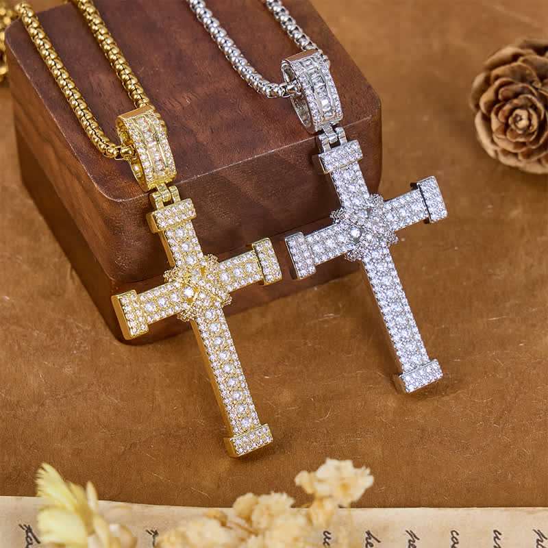 Christianartworkshop Collier croix en cuivre serti de pierres scintillantes : signe de bénédictions célestes - image 0