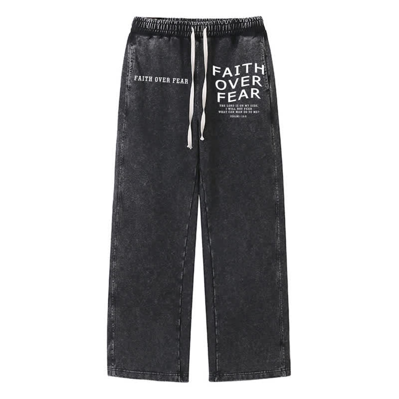 Christianartworkshop Déclaration « La foi plutôt que la peur » Pantalon de survêtement délavé - Noir - 2XL - image 8