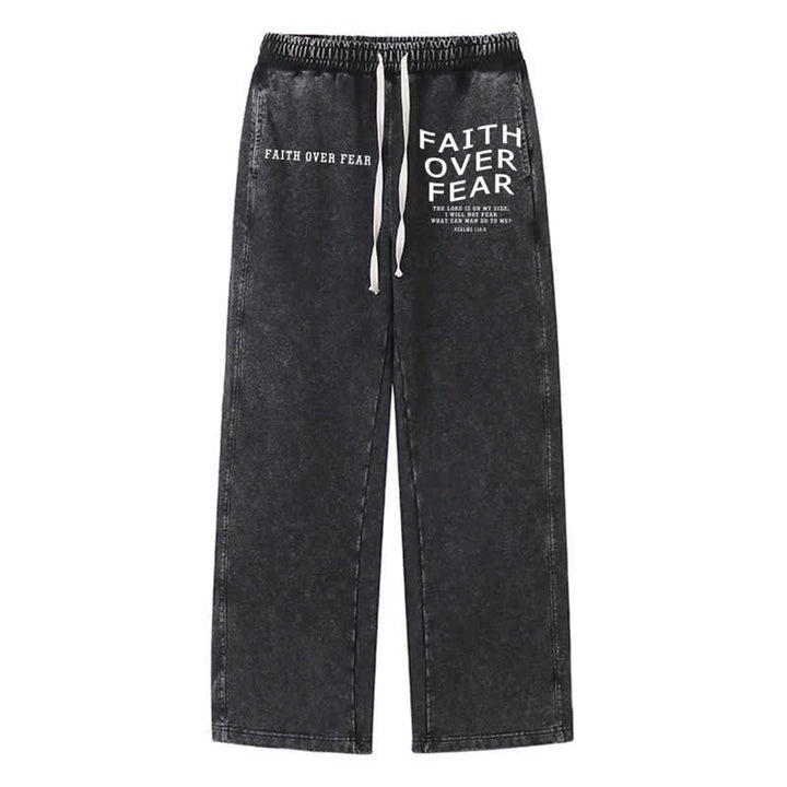 Christianartworkshop Déclaration « La foi plutôt que la peur » Pantalon de survêtement délavé - Noir - 2XL - image 8