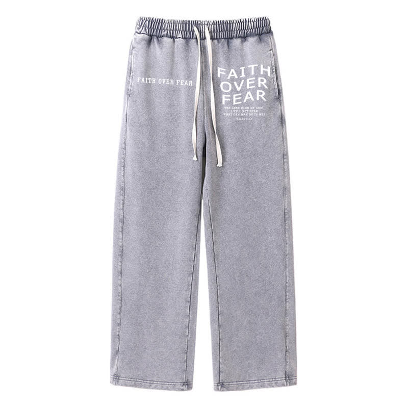 Christianartworkshop Déclaration « La foi plutôt que la peur » Pantalon de survêtement délavé - Gris - 2XL - image 16