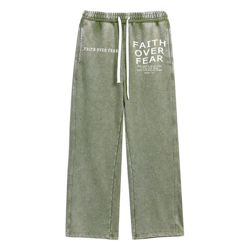 Christianartworkshop Déclaration « La foi plutôt que la peur » Pantalon de survêtement délavé - Vert armée - 2XL - image 24