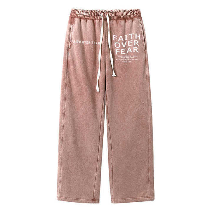 Christianartworkshop Déclaration « La foi plutôt que la peur » Pantalon de survêtement délavé - Brun - 2XL - image 0