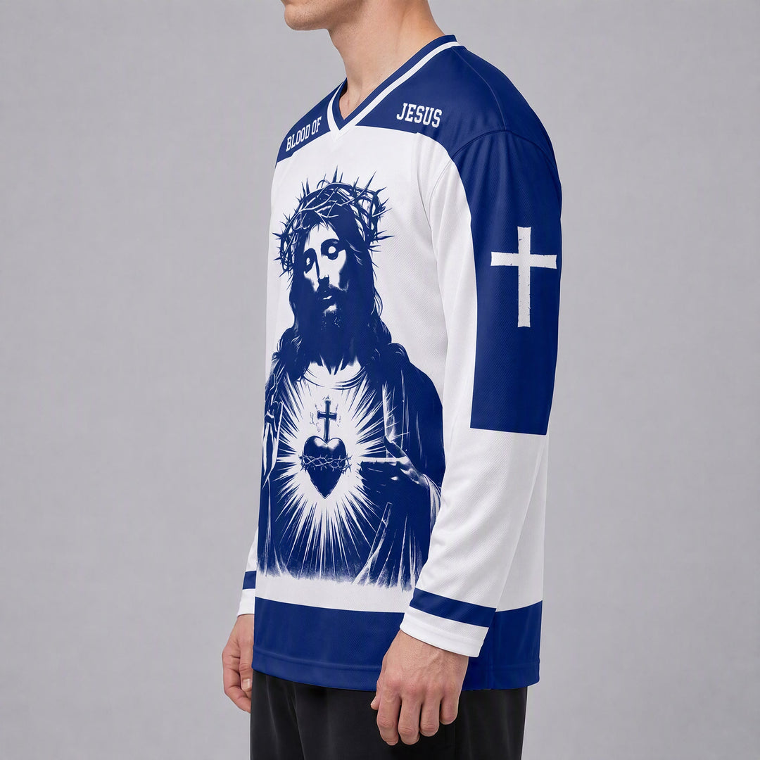 Maillot de hockey à manches longues Christianartworkshop Sang de Jésus Sacré-Cœur  - image 2