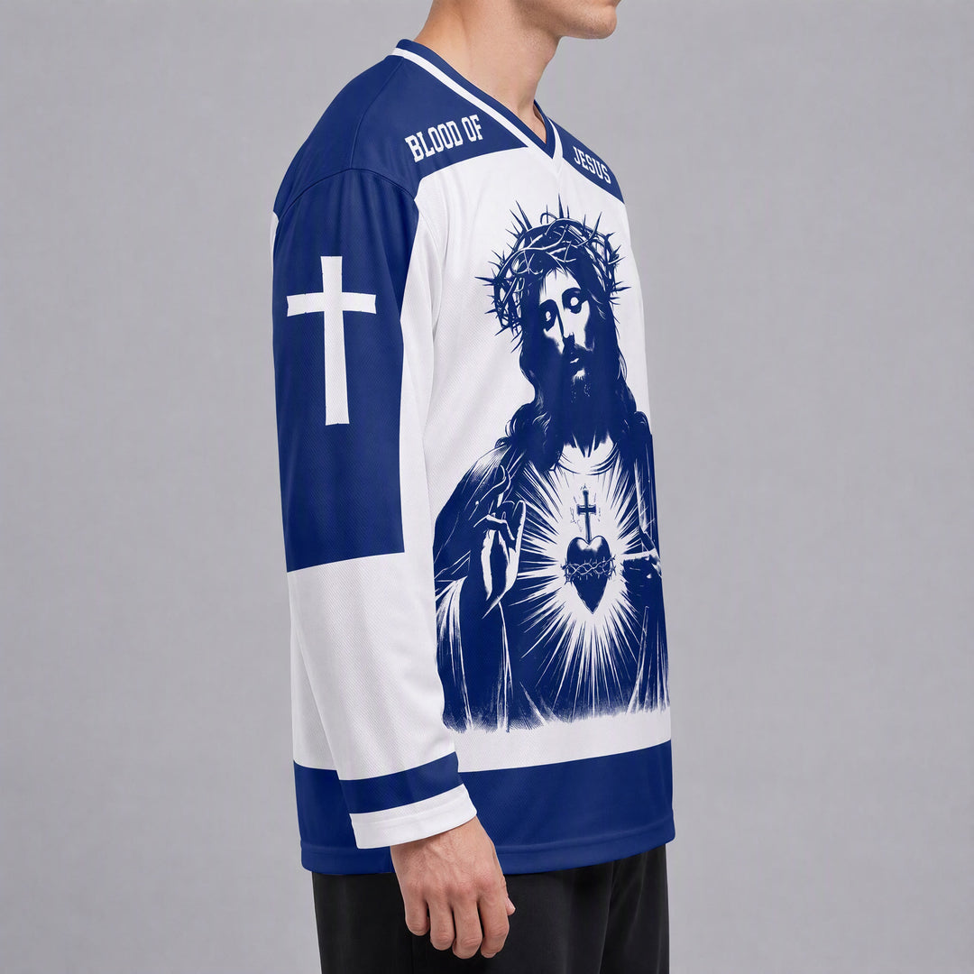 Maillot de hockey à manches longues Christianartworkshop Sang de Jésus Sacré-Cœur  - image 3