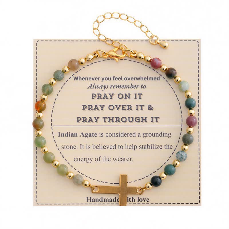 Christianartworkshop Bracelet croix ajustable en agate cristal : symbole de douce protection céleste - Agate - image 8