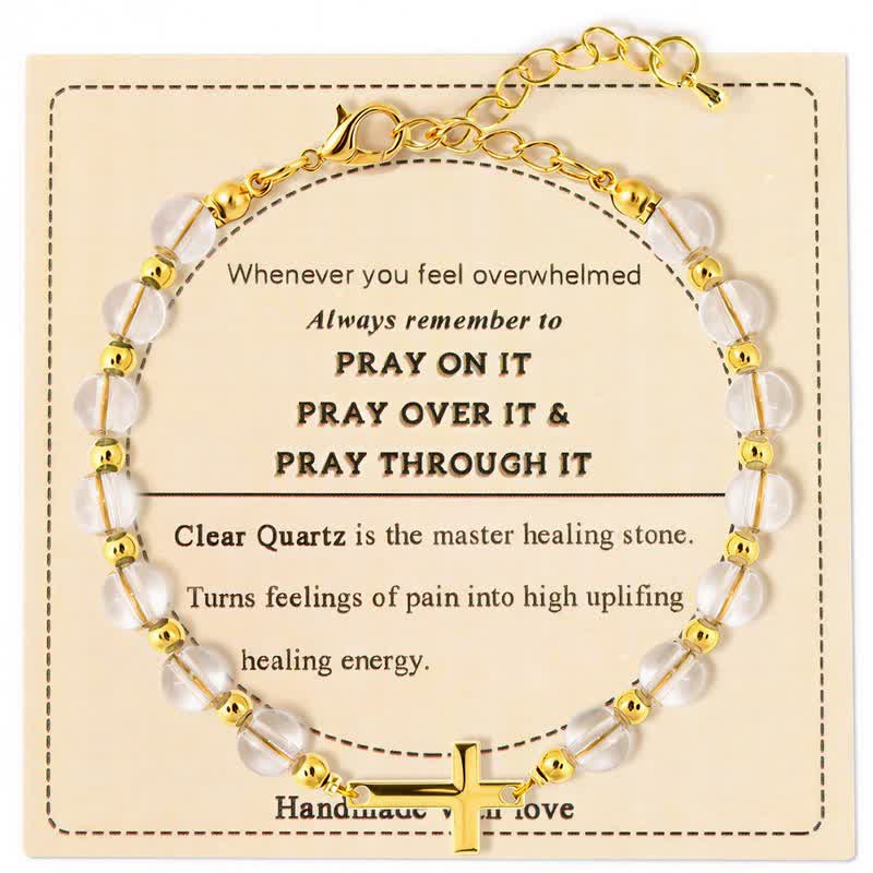 Christianartworkshop Bracelet croix ajustable en agate cristal : symbole de douce protection céleste - Quartz - image 5