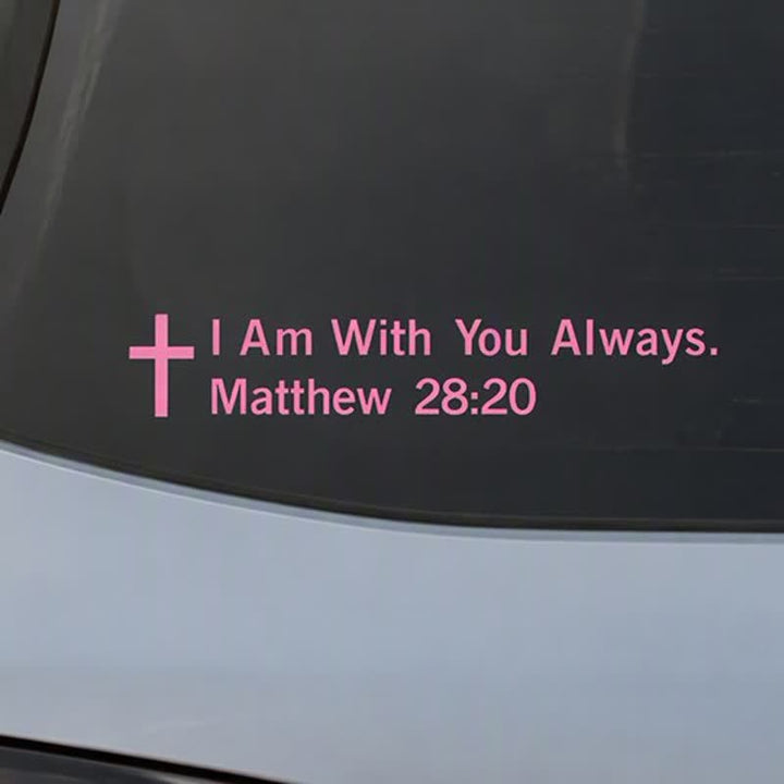 Christianartworkshop Autocollant de voiture Matthieu 28:20 « Je suis avec vous toujours » : Motif croix pour la décoration de véhicule des fidèles - image 13