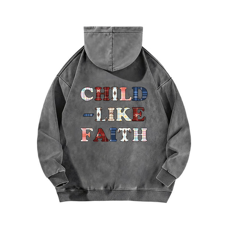 Christianartworkshop Sweat à capuche délavé Child Like Faith à carreaux avec inscription sur le devant et au dos - image 10