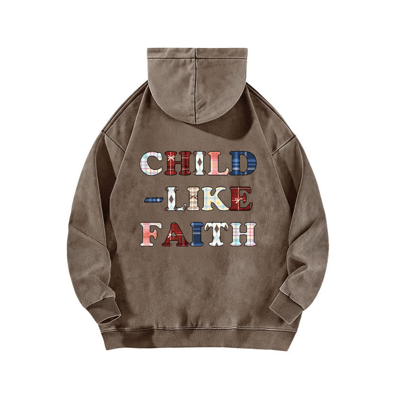 Christianartworkshop Sweat à capuche délavé Child Like Faith à carreaux avec inscription sur le devant et au dos - image 13