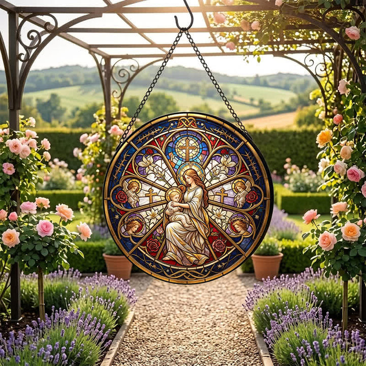 Christianartworkshop Attrape-soleil en verre orné d'un symbole sacré floral représentant la Nativité : emblème d'une douce consolation céleste - image 5