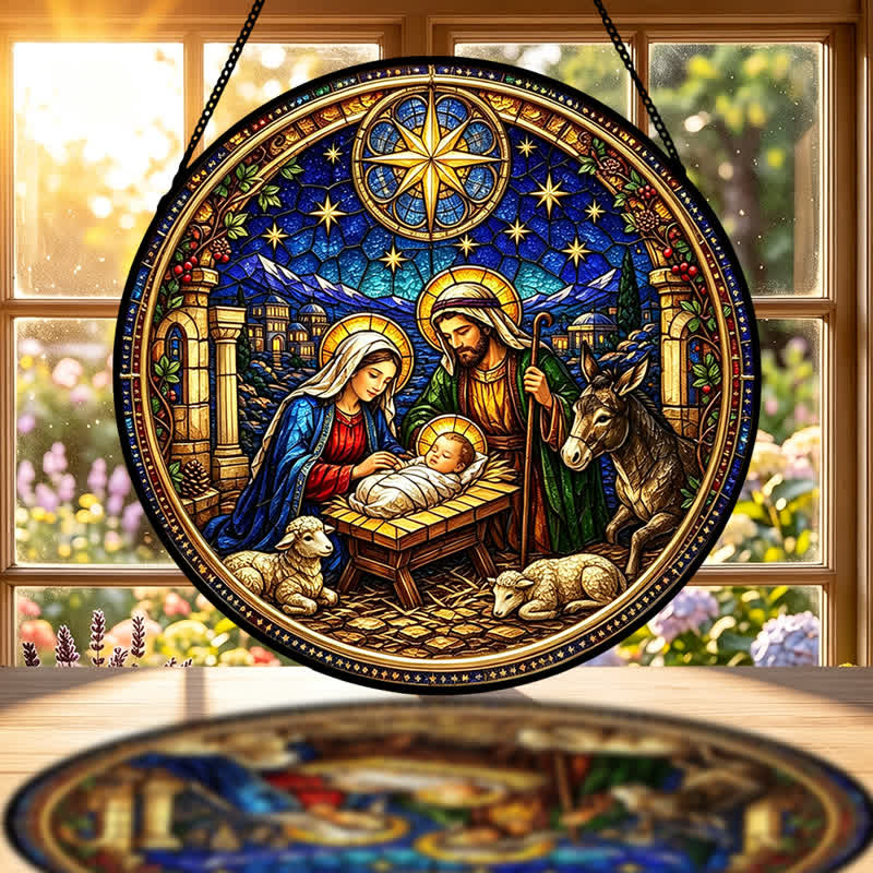 Christianartworkshop Attrape-soleil en verre Étoile de Bethléem et Nativité : Emblème de la douce promesse divine - image 1